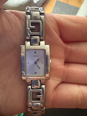 Guess Silver-Tone G-Link Women's Bracelet Watch - Silver Dial